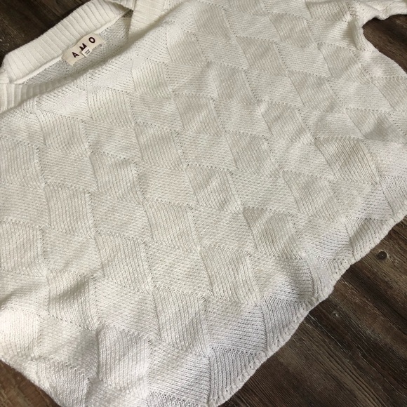 AMO Patchwork Sweater Women's Medium Neutral Ivory Oversized Cropped Alpaca Wool - Picture 4 of 7